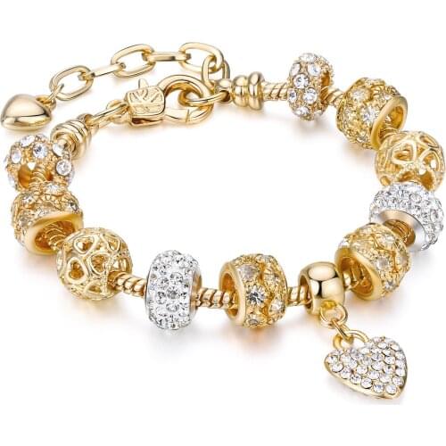Diy Alloy Bracelet With Large Holes And Gold Beads