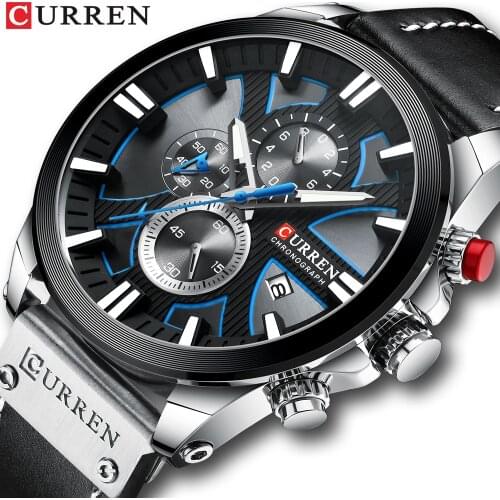 CURREN Fashion Watch Chronograph Sport Mens Watches Quartz Clock Leather Male Wristwatch Relogio Masculino Dropshipping 2021