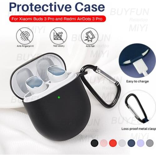 For Xiaomi Buds 3 Pro Case Soft Silicone Earphone Protective Shell On For Redmi AirDots 3 Pro 2021 With Hook Headset Accessories