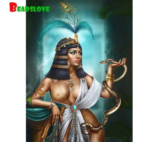 Diy Diamond Painting Egypt Cleopatra Diamond Embroidery Mosaic kits Sensual Queen Snake Full square round drilling decoration