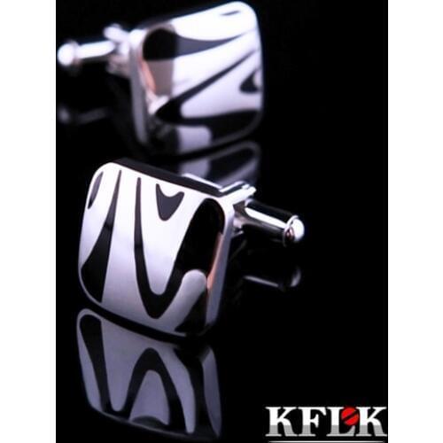 KFLK Luxury shirt cufflinks for mens Brand cuff buttons Black cuff links High Quality Stainless steel abotoaduras Jewelry