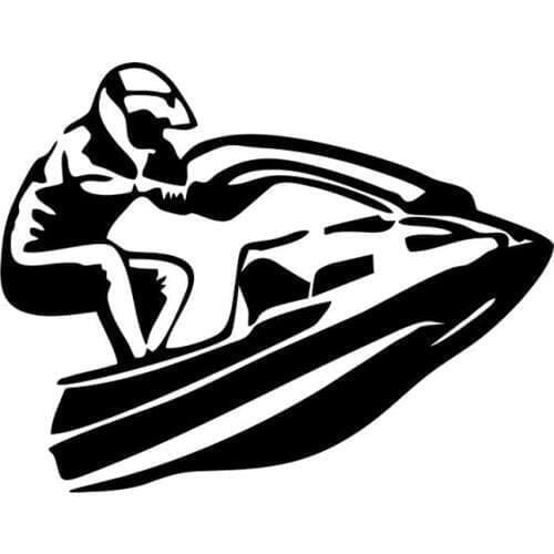 16CM*12.4CM Interesting Cartoon Jet Ski Silhouette Vinyl Car Sticker S9-0452