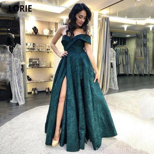 LORIE Full Lace Evening Dresses A-line Beach Prom Party Gown Long Off Shoulder Evening Party Gown Special Occasion Gowns Split