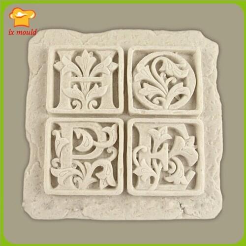 LXYY Retro Letter Soap Silicone Molds with Embossed Pattern Fondant Chocolate Mould