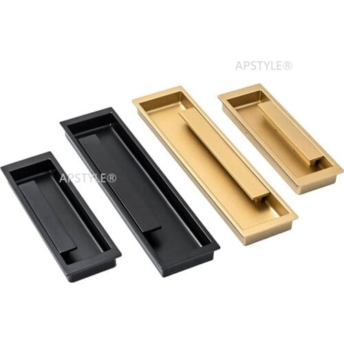 Furniture Closet Handle Drawer Cupboard Pull Zinc Alloy Hidden Gold Black Recessed Cabinet Kitchen Knob Box Hardware