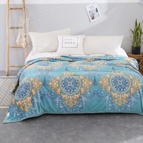 European style Soft Warm Coral Fleece Blanket Winter Sheet Bedspread Sofa Plaid Light Thin Mechanical Wash Flannel Blankets SSX
