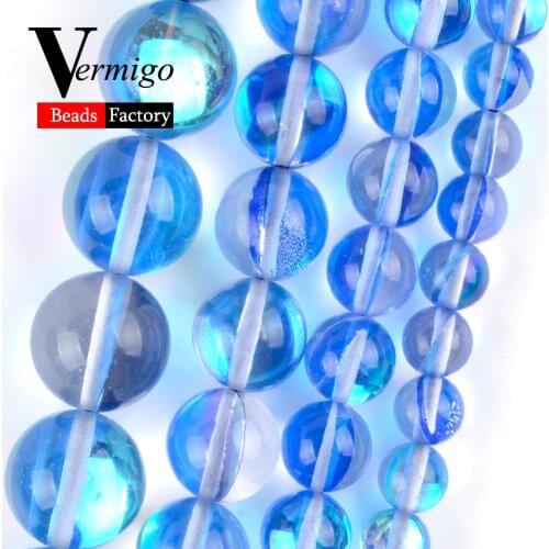 Natural Blue Austrian Crystal Stone Round for Jewelry Making 6-12mm Loose Beads Diy Bracelet Necklace Accessories Wholesale