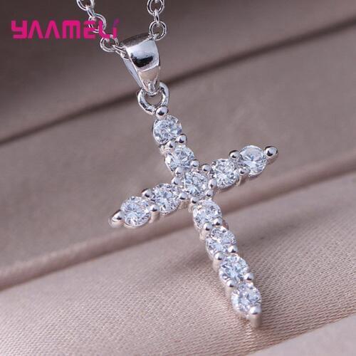 New Arrival Unisex 925 Sterling Silver Pendant Necklace For Daily Decoration Personality Stylish Christian Cross With Zirconia