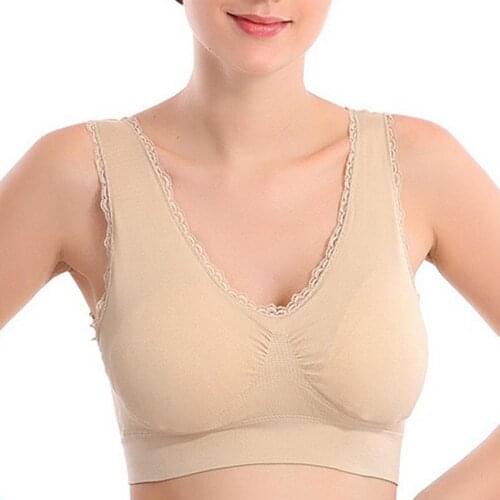 Solid Color Women Lace Trim Seamless Padded Wire Free Bra Crop Top Underwear бюстгальтеры для женщин 2021