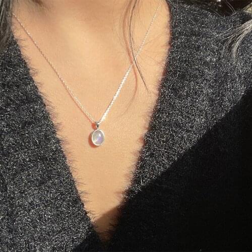 Gift Authentic 925 Sterling silver White Crystal Oval Necklace Tears Pendant Waterdrop fine jewelry TLX2259