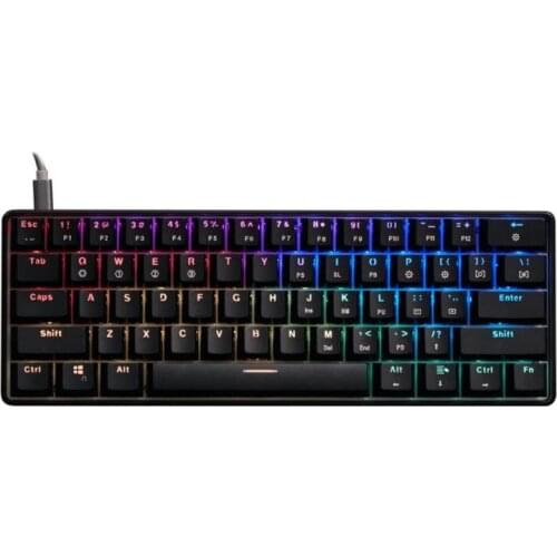 RGB LED Backlit Wired Mechanical Keyboard,Portable Compact Waterproof Mini Gaming Keyboard 61 Keys Gateron Switchs for PC Mac
