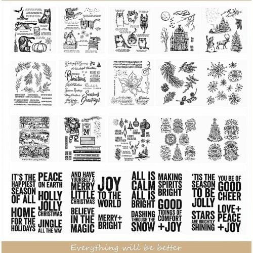 Clear Silicone Stamps Making Cards New Stencils Scrapbook Merry Halloween & Christmas Santa Deer Tree Cat Snow Castle Decoration