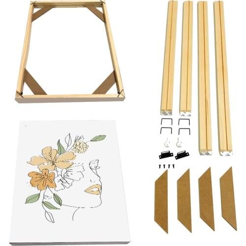 Drop Shipping Natural Wooden Frame For Canvas Painting Picture Factory Provide DIY Combination Photo Framed Hanging Art Decor