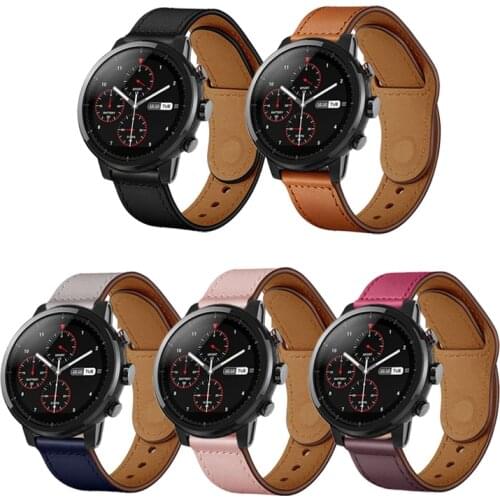 Quality Leather Watch Band Strap for Huami Amazfit Stratos 2 2S 3 Pace Smart Watch Fashion 22mm Wristband for GTR2 GTR 47mm