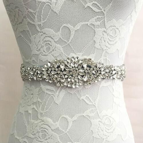 Luxury Wedding Belt Crystal Beaded Satin Rhinestone Sash Handmade Bridal Party Accessories 2020