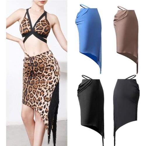 Sexy Latin Dance Costumes Tassel Skirt Latin Dance Practice Skirts Latin Fringed Skirts Hollow Irregular Skirt Stage Wear SL5116