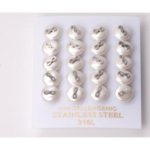 10 Pairs Pearl Earrings Cute Women/Girl Stainless Steel Small Ear Studs Gold Silver Color Fashion Wedding Jewelry Accessories