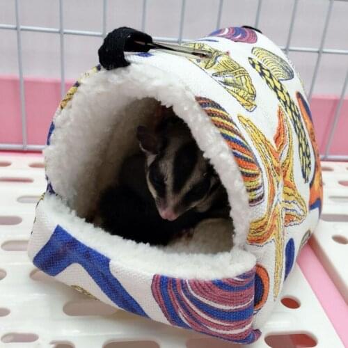Sleeping Bed Hammock Hamster Squirrel Sugar Small Animals Pets Soft Leopard Cotton Fleece Hanging House For Guinea Pig Cages