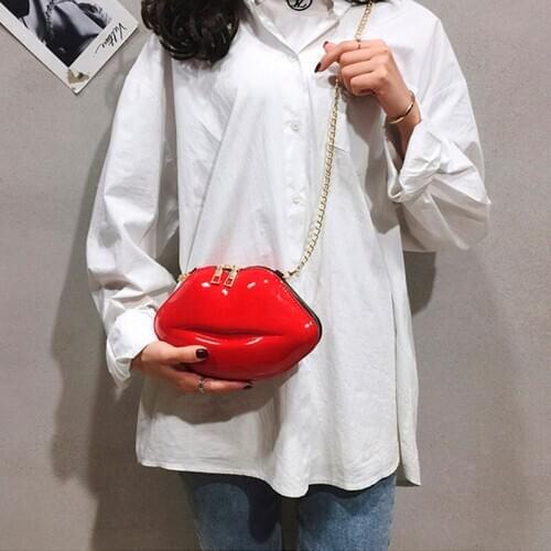 Lips Shape PVC Handbags Solid Zipper Shoulder Phone Bag for redmi note 9 for iphone 11 pro max /Samsung A51 huawei P40 Y6P Y7P