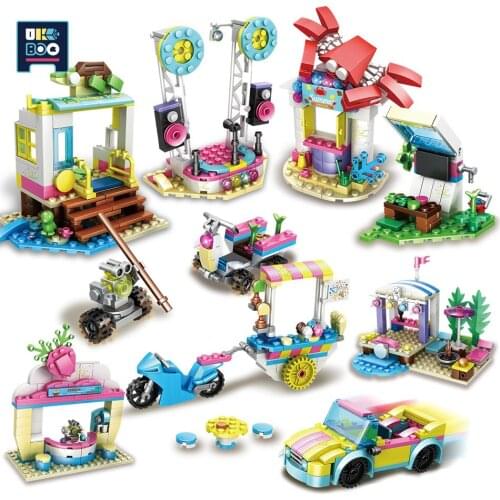 UKBOO 819PCS Girls Seaside Holiday Building Blocks City Friend Travel Party Beach Vehicle Seafood Restaurant Bricks Toys Child