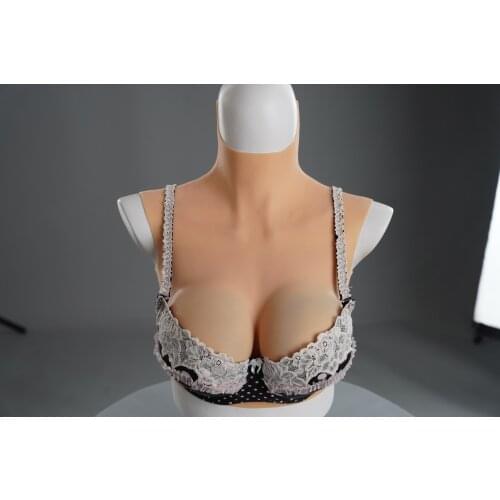 Upgrade 2G BCD High Collar Neck Fake Artificial Boob Realistic Silicone Breast Forms Crossdresser Shemale Transgender Drag Queen