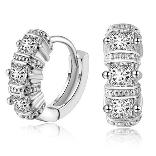 Women\s Silver Plated Shiny Rhinestones Huggie Hoop Ear Stud Earrings Jewelry hot