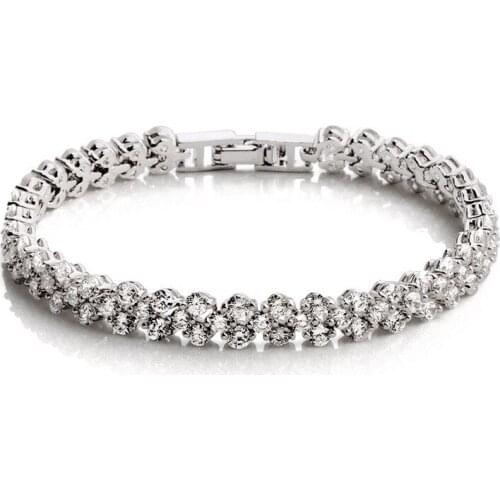 Authentic S925 Sterling Silver Pave CZ Crystals Bracelet Bangle For Women Wedding fit Lady Fine Jewelry