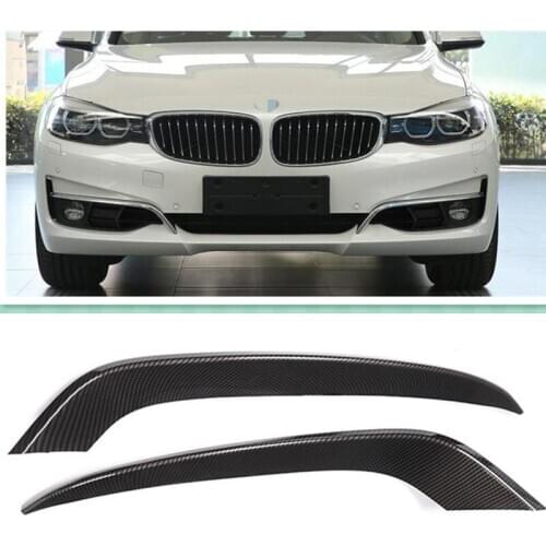 Carbon Fiber Style ABS Plastic Front Fog Lamp Strips Trim For BMW 3 Series GT Gran Turismo F34 2013-2017 Car Accessories 2pcs