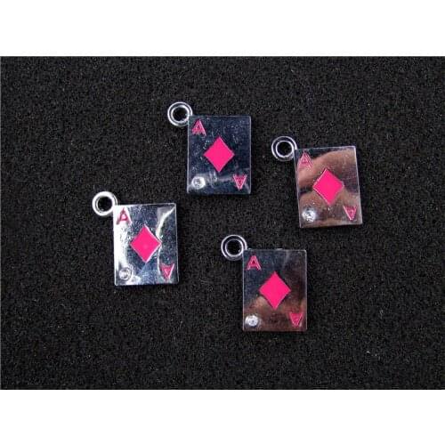 AE647 Mix Color 20Pcs Alloy Metal Enamel Poker card Charms Pendant 21x19mm