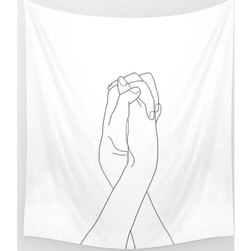 Abstract Line Tapestry Art Wall Hanging Tapestry Simple Line Wall Decor Bedspread Yoga Mat Lover Hand Picnic Cloth Home Living