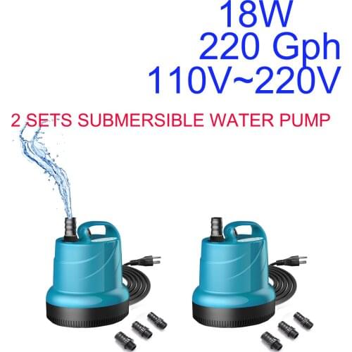 2X 18W 220Gph Aquariums Water Pumps Fountain Circulation Submersible Pump for Fountain, Pond, Fish Tank, Hydroponics