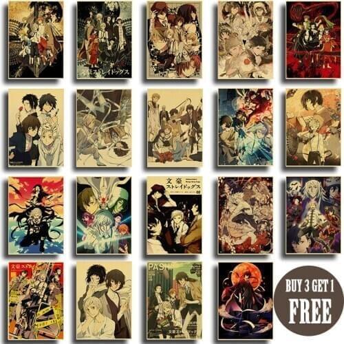 Anime Bungo Stray Dogs Poster Wall Decor Art Print Manga Decor Live Room Bedroom Anime Kraft Paper Wall Stickers