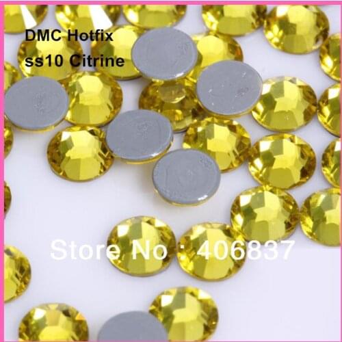 Free Shipping! 1440pcs/Lot, ss10 (2.7-2.9mm) High Quality DMC Citrine Iron On Rhinestones / Hotfix Rhinestones