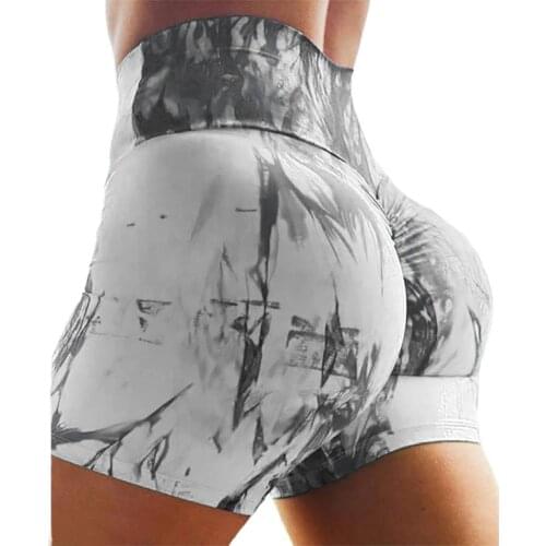 Yoga Pants High Waist Seamless Hip-Up Shorts Fitness High Waist Breathable Cotton Blend Women Tie Dye Sport Shorts for Sport
