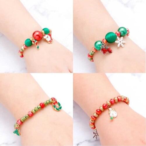 Bracelet Jewelry Beads Crystal Claus Women Christmas Santa Charm Stone