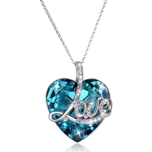 ZEMIOR Blue Gem Pendant Necklaces Women Wedding Necklace 925 Silver Heart Luxury Crystal Chain Female Friends Classic Jewelry