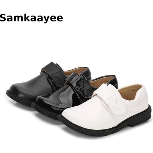 2-18y Children Boys Leather Shoes Spring Autumn Kids Casual Shoes Baby Flats Soft Bottom Hook & Loop Dress Solid Black Footwear