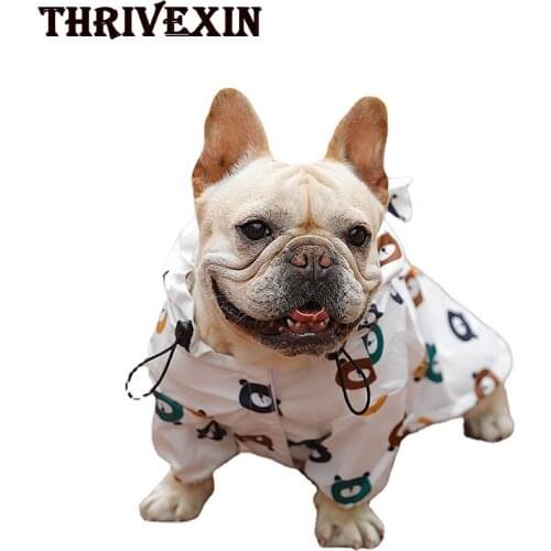 Pet Dog Raincoat Pug French Bulldog Bear Clothes Waterproof Clothing for Dog Rain Waterproof Spring and Autumn Thin Raincoat