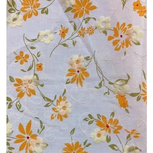 Embroidered Printed Cotton Hollow Lace Fabric Dress Shirt Clothing Fabric DIY Clothes Sewing Accessories Width 125cm 1Yard