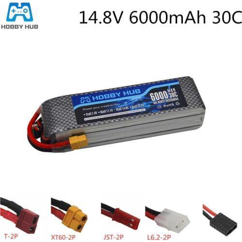 Hobby Hub 14.8V 6000mAH 4S 30C Max 60C lipo Battery AKKU for RC Drone Airplane Car Helicopter 30C lipo battery Toy Batteries