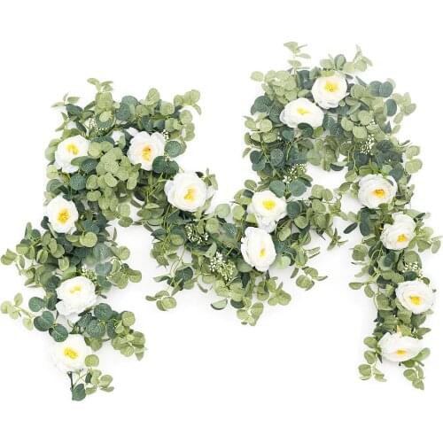 1.8M Artificial Flowers Plants Fake Eucalyptus Vine Garland Hanging For Wedding Home Office Party Garden Craft Art Decor