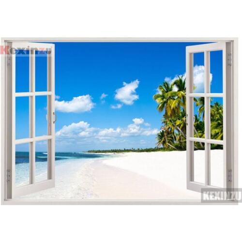 Kexinzu Full Square/Round 5D Diy Diamond Painting Cross Stitch "Window Scenery " Diamond 3D Embroidery Mosaic Home Decor 026