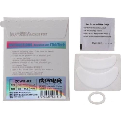 1 Pack Esports Tiger Gaming ICE Version Mouse Skates Mouse Feet for ZOWIE ZA12/ ZA11/ Fk/ AM/S Mouse White Glides Curve Edge