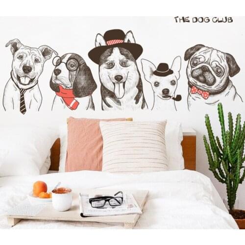 Creative dog stickers wall sticker pet shop personality bedroom room wallpaper self-adhesive decoration paper