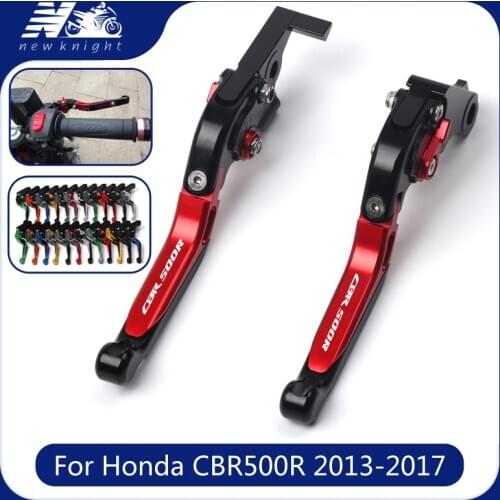 Laser logo(CBR500R) 20 colors Motorcycle CNC Folding Extendable Brake Clutch Levers For HONDA CBR500R 2013 2014 2015 2016 2017