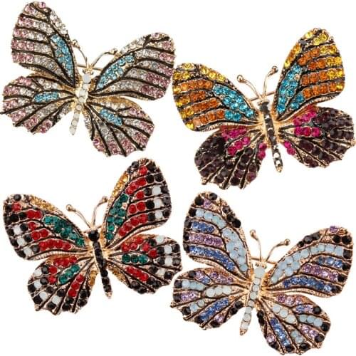 SHARPPIN Fashion Enamel Butterfly Women Brooches Alloy Rhinestone Scarf Buckle Party Jewelry Brooch Pin Gift