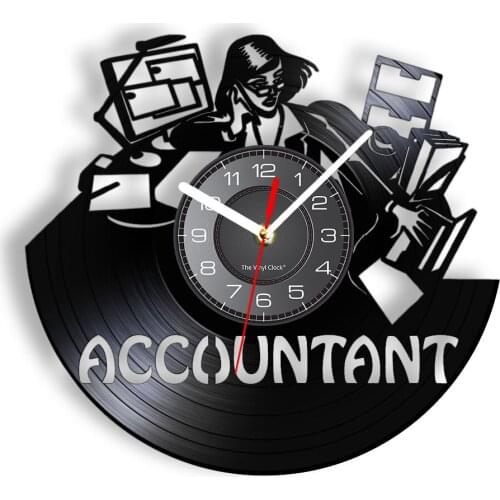 Accountant Finance Department Vinyl Record Wall Clock Bookkeeper Job Office Lady Wall Art Decor Silent Quartz Clock CPA Gift