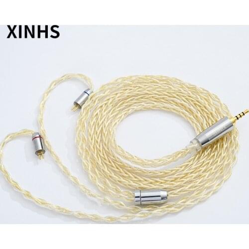New 8 Core Silver Cable Plated 2.5MM 3.5MM 4.4MM Plug For MMCX/0.78mm 2Pin/QDC/TFZ Hifi Upgrade Cable