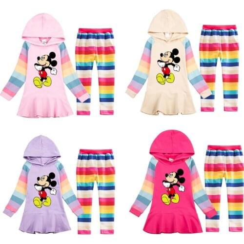 Girl Clothes Mickey Children Clothing Hooded Sets 2 Pcs Toddler Girls Outfit Winter Kids Disney Childrens Clothes