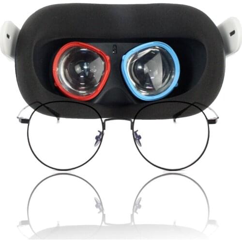 For Oculus Quest 2 VR Anti-Scratch Lens Frame Magnetic Myopia Eyeglass Clip Red&Blue Lens Protection Rings for Oculus Quest 2